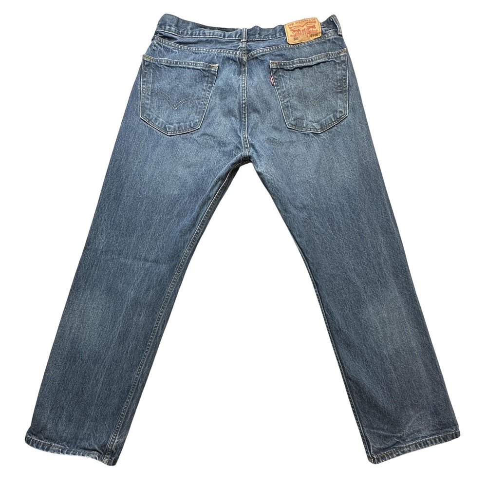 Levis 505 Jeans Mens 36x30 (35x29) Blue Wash Straight Leg Distressed Paint Pants